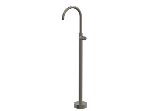 Tapware ParTaps IDK Marble Floor Bath Filler Mixer - Gooseneck Colour: Gunmetal Insert: Nero Marble Place & Palette