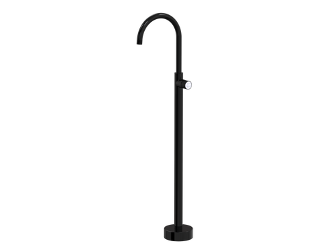 Tapware ParTaps IDK Marble Floor Bath Filler Mixer - Gooseneck Colour: Midnight Black Insert: Bianco Marble Place & Palette