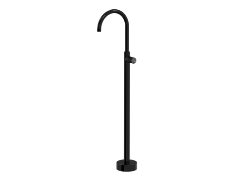 Tapware ParTaps IDK Marble Floor Bath Filler Mixer - Gooseneck Colour: Midnight Black Insert: Nero Marble Place & Palette