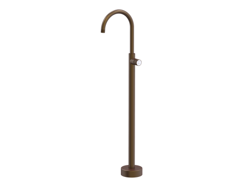 Tapware ParTaps IDK Marble Floor Bath Filler Mixer - Gooseneck Colour: Native Brass Insert: Bianco Marble Place & Palette