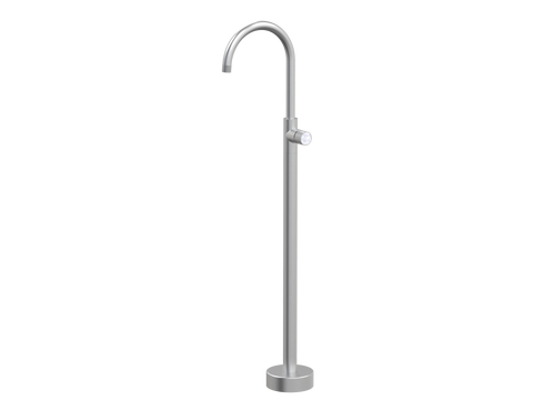 Tapware ParTaps IDK Marble Floor Bath Filler Mixer - Gooseneck Colour: Satin Pearl Insert: Bianco Marble Place & Palette