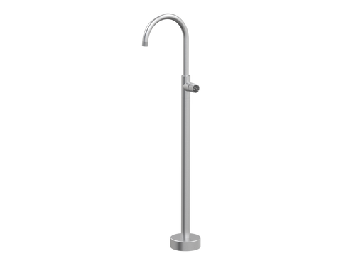 Tapware ParTaps IDK Marble Floor Bath Filler Mixer - Gooseneck Colour: Satin Pearl Insert: Nero Marble Place & Palette