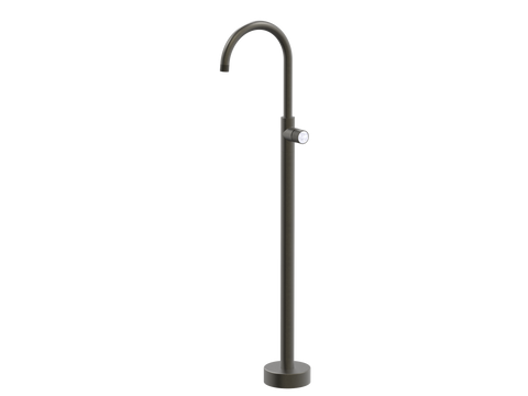 Tapware ParTaps IDK Marble Floor Bath Filler Mixer - Gooseneck Colour: Volcanic Grey Insert: Bianco Marble Place & Palette