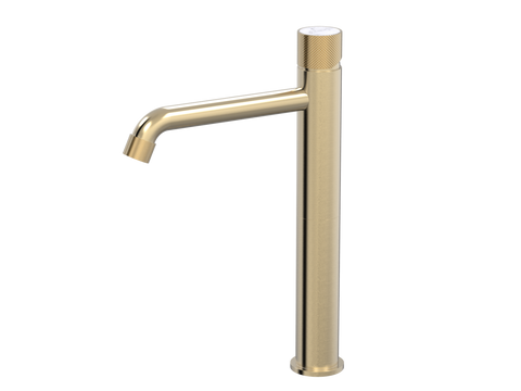 Tapware ParTaps IDK Marble Hob Basin Tower Mixer with Marble Colour: Brushed Brass Gold Insert: Bianco Marble Place & Palette