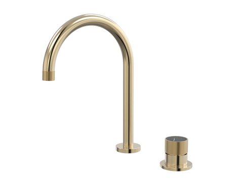 Tapware ParTaps IDK Marble Hob Mixer Set Colour: Brushed Brass Gold Insert: Nero Marble Place & Palette