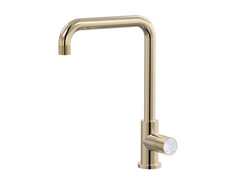 Tapware ParTaps IDK Marble Sink 90 Degree Mixer Colour: Brass Gold Insert: Bianco Marble Place & Palette