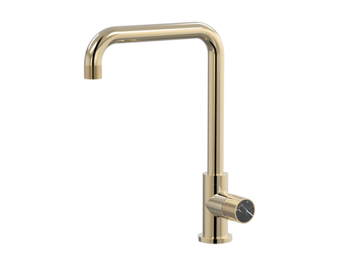 Tapware ParTaps IDK Marble Sink 90 Degree Mixer Colour: Brass Gold Insert: Nero Marble Place & Palette