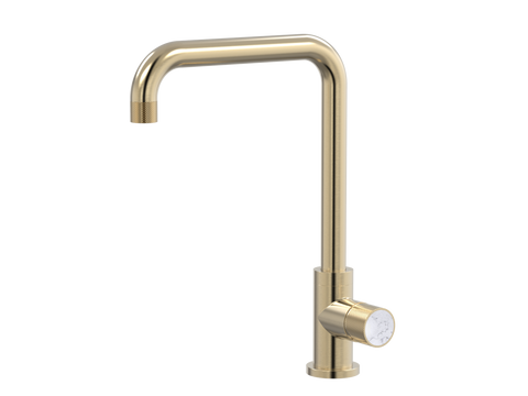 Tapware ParTaps IDK Marble Sink 90 Degree Mixer Colour: Brushed Brass Gold Insert: Bianco Marble Place & Palette