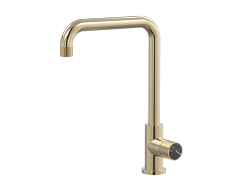 Tapware ParTaps IDK Marble Sink 90 Degree Mixer Colour: Brushed Brass Gold Insert: Nero Marble Place & Palette