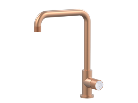 Tapware ParTaps IDK Marble Sink 90 Degree Mixer Colour: Brushed Copper Insert: Bianco Marble Place & Palette