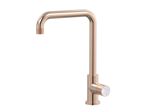 Tapware ParTaps IDK Marble Sink 90 Degree Mixer Colour: Brushed Rose Gold Insert: Bianco Marble Place & Palette