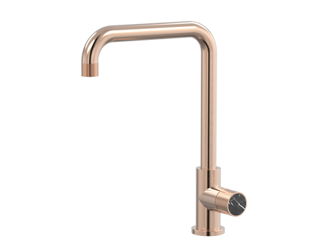 Tapware ParTaps IDK Marble Sink 90 Degree Mixer Colour: Brushed Rose Gold Insert: Nero Marble Place & Palette