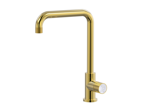 Tapware ParTaps IDK Marble Sink 90 Degree Mixer Colour: Gold Insert: Bianco Marble Place & Palette