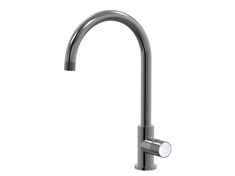 Tapware ParTaps IDK Marble Sink Gooseneck Mixer Colour: Black Sapphire Insert: Bianco Marble Place & Palette