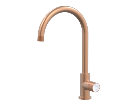 Tapware ParTaps IDK Marble Sink Gooseneck Mixer Colour: Brushed Copper Insert: Bianco Marble Place & Palette