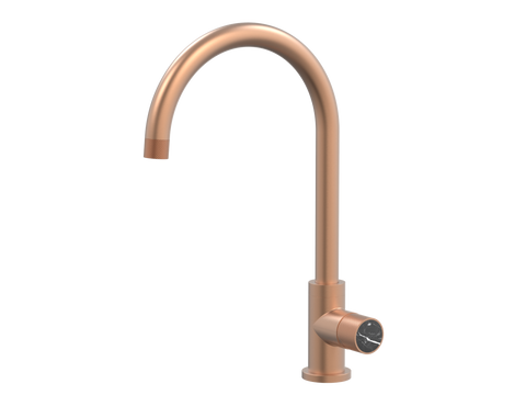 Tapware ParTaps IDK Marble Sink Gooseneck Mixer Colour: Brushed Copper Insert: Nero Marble Place & Palette