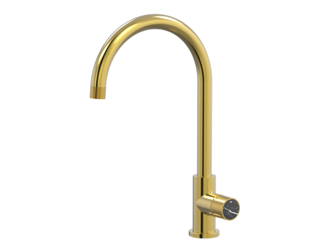 Tapware ParTaps IDK Marble Sink Gooseneck Mixer Colour: Brushed Gold Insert: Nero Marble Place & Palette