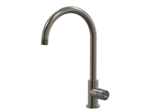 Tapware ParTaps IDK Marble Sink Gooseneck Mixer Colour: Brushed Gunmetal Insert: Nero Marble Place & Palette