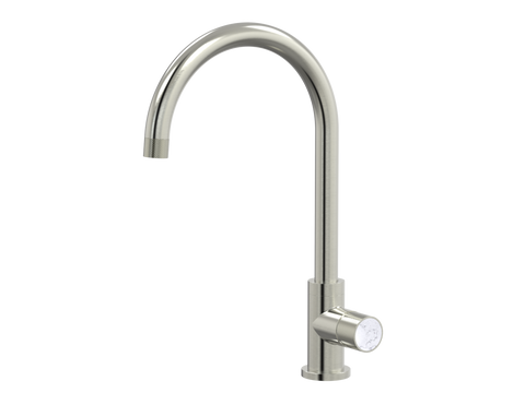 Tapware ParTaps IDK Marble Sink Gooseneck Mixer Colour: Brushed Nickel Insert: Bianco Marble Place & Palette