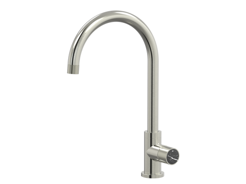 Tapware ParTaps IDK Marble Sink Gooseneck Mixer Colour: Brushed Nickel Insert: Nero Marble Place & Palette