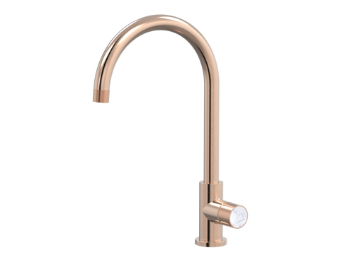 Tapware ParTaps IDK Marble Sink Gooseneck Mixer Colour: Brushed Rose Gold Insert: Bianco Marble Place & Palette