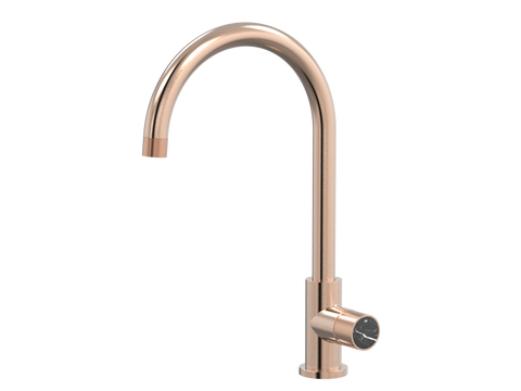 Tapware ParTaps IDK Marble Sink Gooseneck Mixer Colour: Brushed Rose Gold Insert: Nero Marble Place & Palette