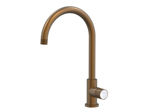 Tapware ParTaps IDK Marble Sink Gooseneck Mixer Colour: Burnished Insert: Bianco Marble Place & Palette