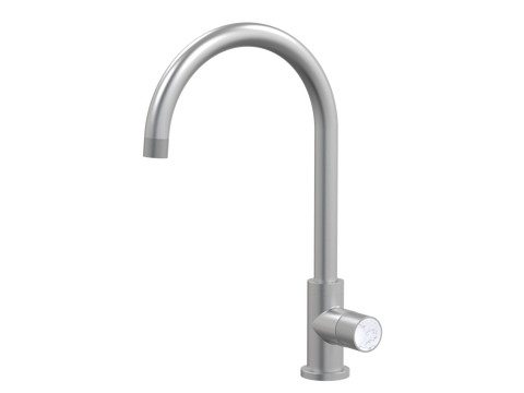 Tapware ParTaps IDK Marble Sink Gooseneck Mixer Colour: Satin Pearl Insert: Bianco Marble Place & Palette