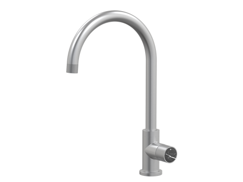 Tapware ParTaps IDK Marble Sink Gooseneck Mixer Colour: Satin Pearl Insert: Nero Marble Place & Palette