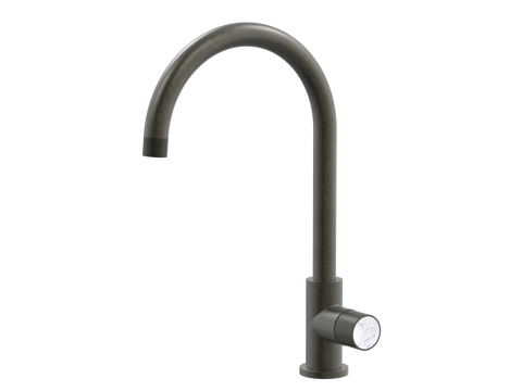 Tapware ParTaps IDK Marble Sink Gooseneck Mixer Colour: Volcanic Grey Insert: Bianco Marble Place & Palette