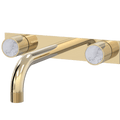 Tapware ParTaps IDK Marble Wall Bath Set On Plate - Bianco Marble Colour: Brass Gold Size: 160mm Place & Palette