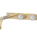 Tapware ParTaps IDK Marble Wall Bath Set On Plate (Offset) - Bianco Marble Colour: Brushed Brass Gold Size: 160mm Place & Palette