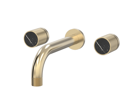 Tapware ParTaps IDK Marble Wall Bath Set - Nero Marble Colour: Brushed Brass Gold Size: 160mm Place & Palette