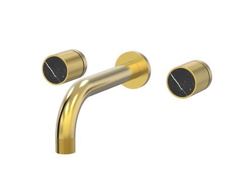 Tapware ParTaps IDK Marble Wall Bath Set - Nero Marble Colour: Brushed Gold Size: 160mm Place & Palette