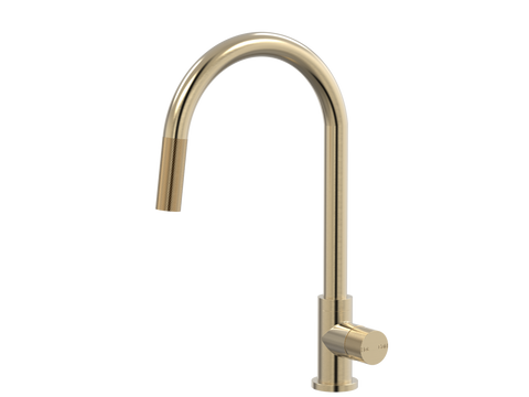 Tapware ParTaps IDK Sink Pull-Out Mixer Colour: Brushed Brass Gold Style: Gooseneck Place & Palette