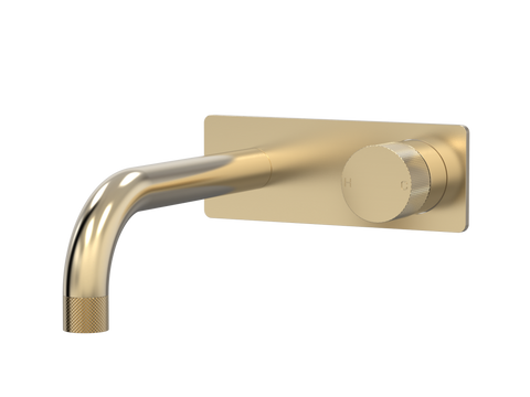 Tapware ParTaps IDK Wall Bath Mixer Set On Plate Colour: Brushed Brass Gold Size: 160mm Place & Palette