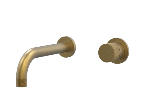 Tapware ParTaps IDK Wall Mixer Basin Set Outlet Colour: Rumbled Brass Size: 160mm Place & Palette