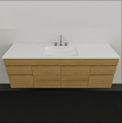 Indiana Wall Hung Vanity with Alpha Ceramic Top-Vanities-Timberline-L 1500mm-place-and-palette