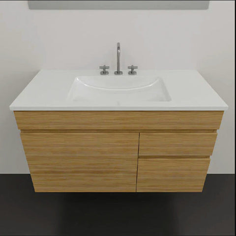 Vanities Timberline Indiana Wall Hung Vanity with Alpha Ceramic Top Size: L 900mm Place & Palette