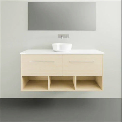 Karlie Wall Hung Vanity with Silksurface Top & White Gloss Above Counter Basin-Vanities-Timberline-L 1200mm Centre Bowl-place-and-palette