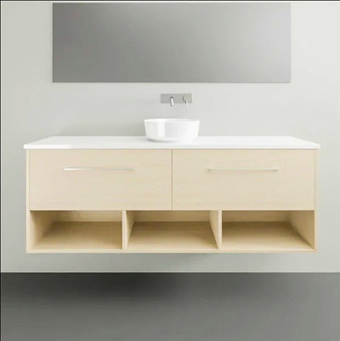 Karlie Wall Hung Vanity with Silksurface Top & White Gloss Above Counter Basin-Vanities-Timberline-L 1500mm Centre Bowl-place-and-palette