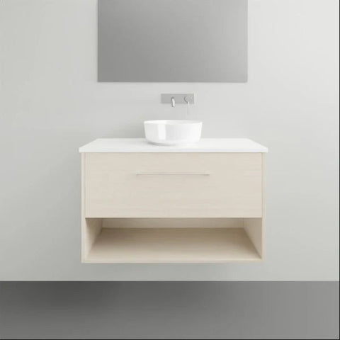 Karlie Wall Hung Vanity with Silksurface Top & White Gloss Above Counter Basin-Vanities-Timberline-L 900mm Centre Bowl-place-and-palette