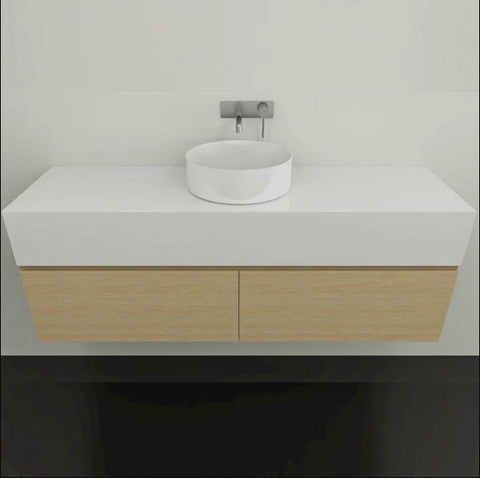 Kingsley Wall Hung Vanity with Silksurface Box Top & White Gloss Above Counter Basin-Vanities-Timberline-L 1500mm Centre Bowl-place-and-palette