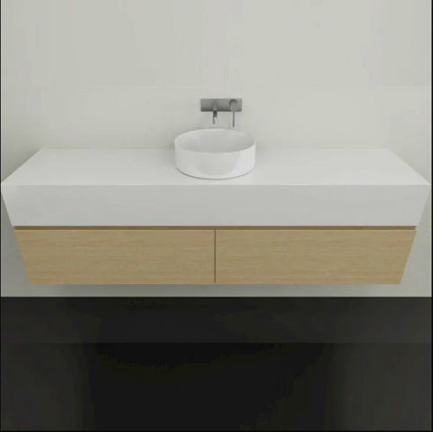 Kingsley Wall Hung Vanity with Silksurface Box Top & White Gloss Above Counter Basin-Vanities-Timberline-L 1800mm Centre Bowl-place-and-palette