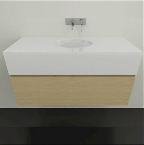 Kingsley Wall Hung Vanity with Silksurface Box Top & White Gloss Under Counter Basin-Vanities-Timberline-L 1050mm Centre Bowl-place-and-palette