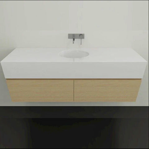 Kingsley Wall Hung Vanity with Silksurface Box Top & White Gloss Under Counter Basin-Vanities-Timberline-L 1500mm Centre Bowl-place-and-palette