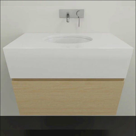 Kingsley Wall Hung Vanity with Silksurface Box Top & White Gloss Under Counter Basin-Vanities-Timberline-L 750mm Centre Bowl-place-and-palette