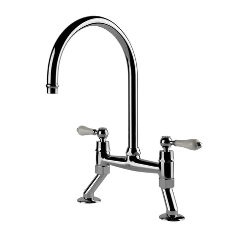 Tapware Turner Hastings Ludlow Double or Bridge Mixer Tap Colour: Chrome Style: Bridge Sink Place & Palette