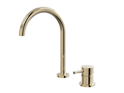 Tapware ParTaps Lugano Hob Mixer - Gooseneck Outlet Colour: Brass Gold Place & Palette