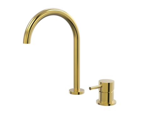 Tapware ParTaps Lugano Hob Mixer - Gooseneck Outlet Colour: Brushed Gold Place & Palette